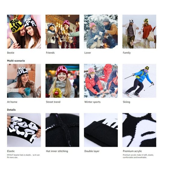 HYOUT Crochet Beanie Hats Winter‎ Skull Caps, Mea Beanies Culpa - Size OS - Picture 2 of 7